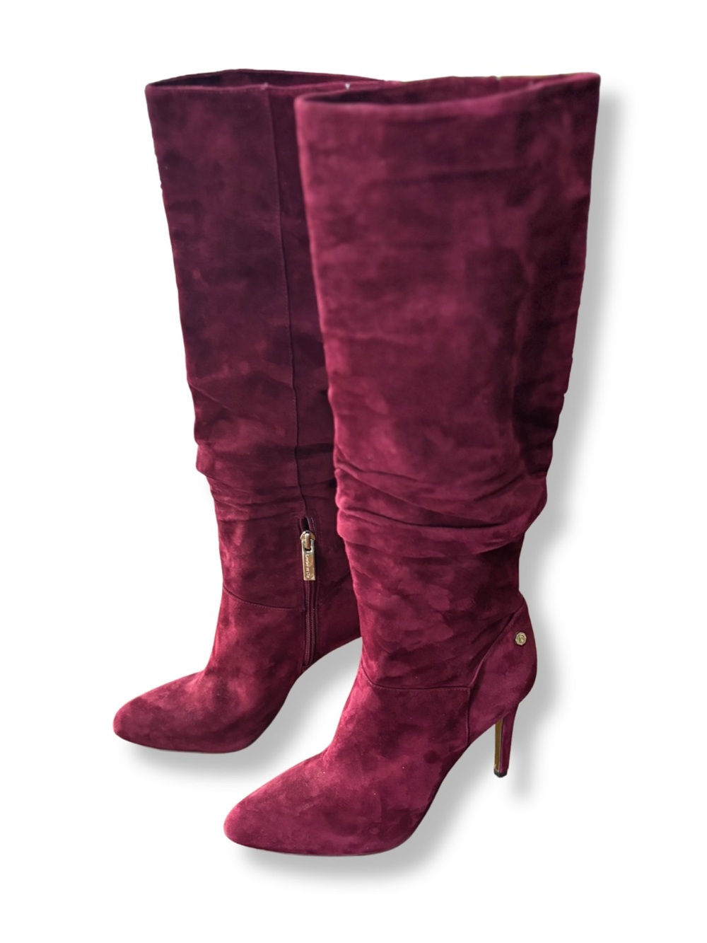 Louise et Cie Burgundy Suede Knee High Stiletto Boots Size 7.5M